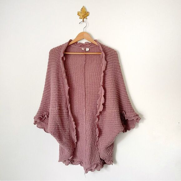 Anthropologie Sweaters - Anthropologie Moth Rocia Purple waffle knit open cardigan preowned XS